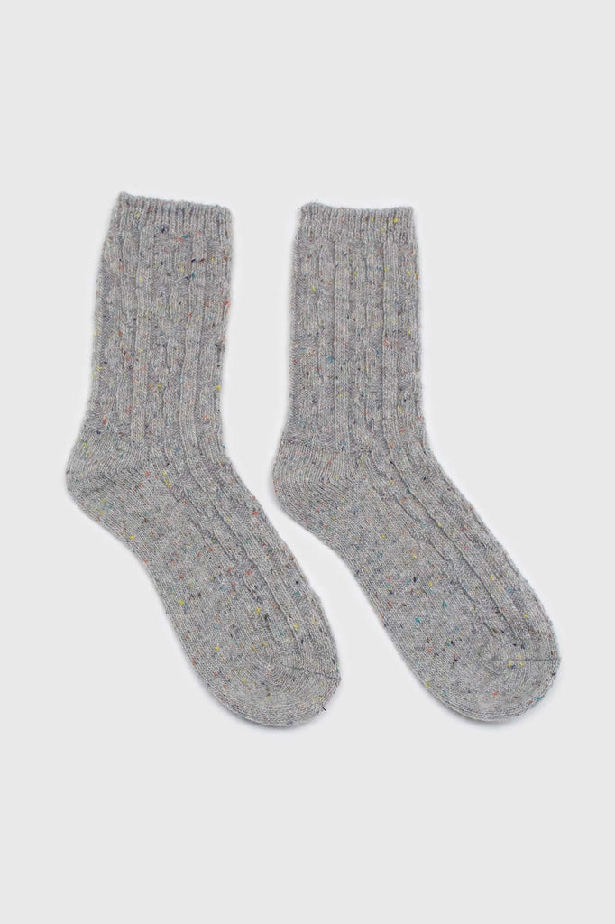 Pale grey rainbow fleck thick socks_4