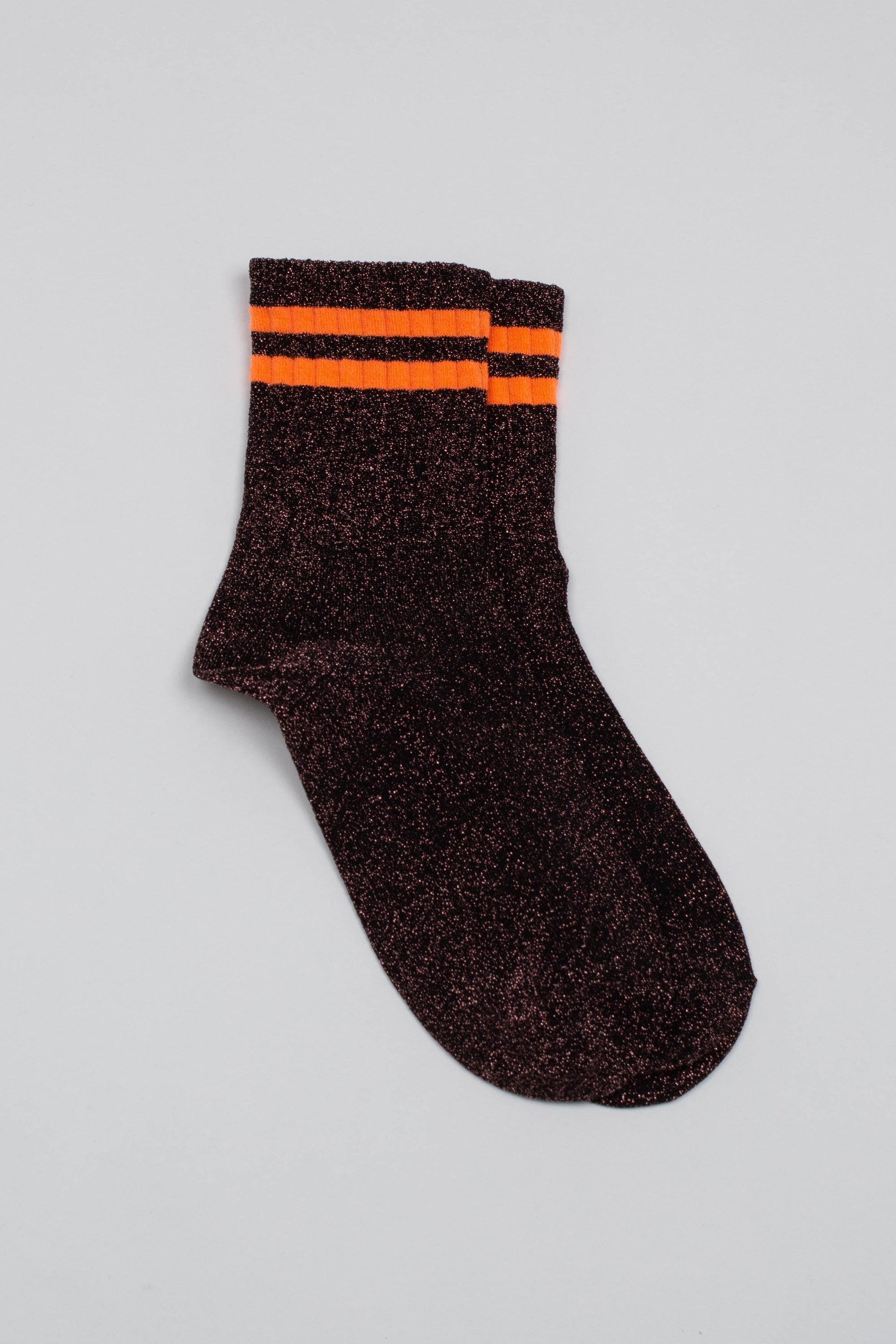 Pink metallic neon orange varsity stripe socks_1