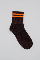 Pink metallic neon orange varsity stripe socks_4