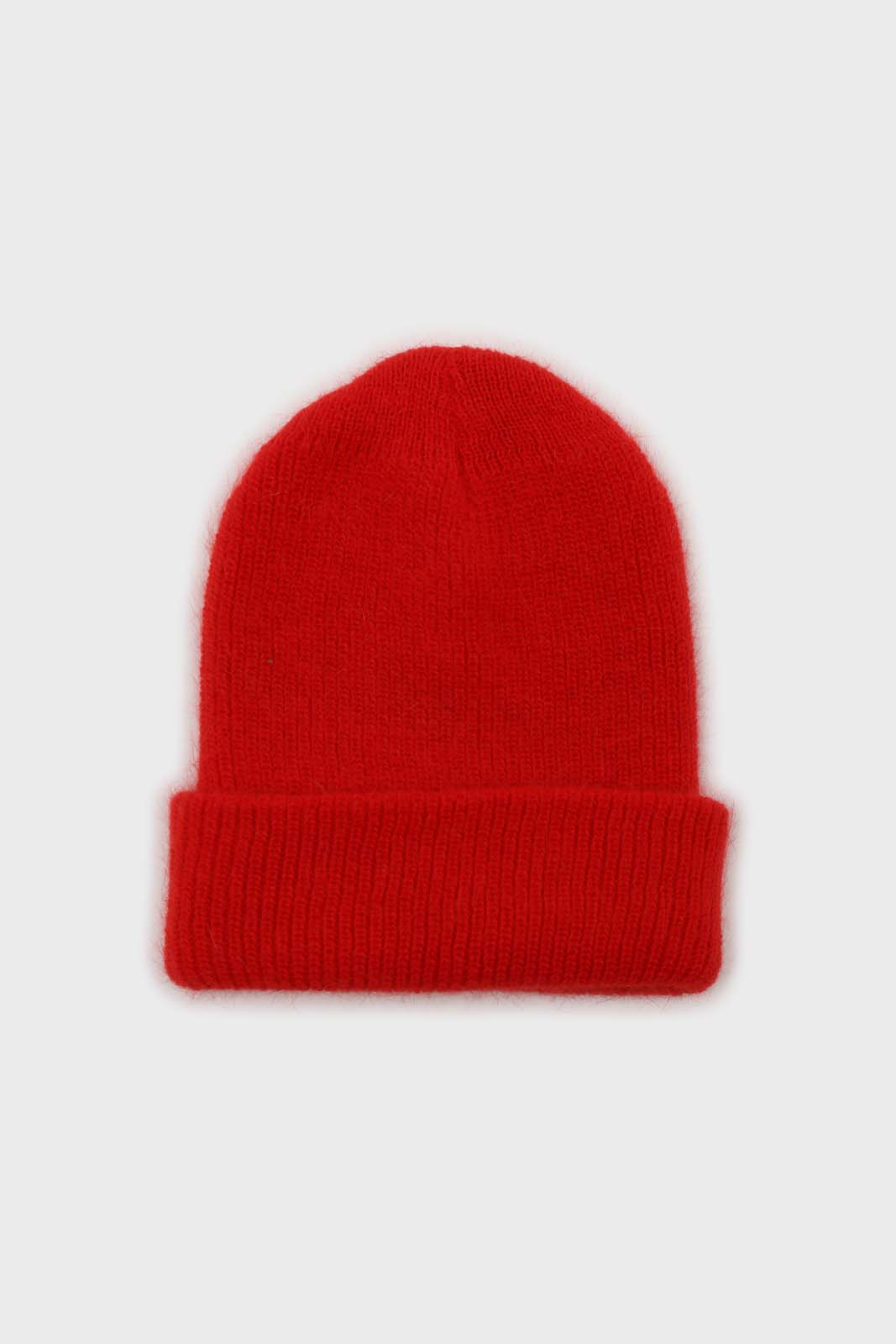Red mohair beanie hat