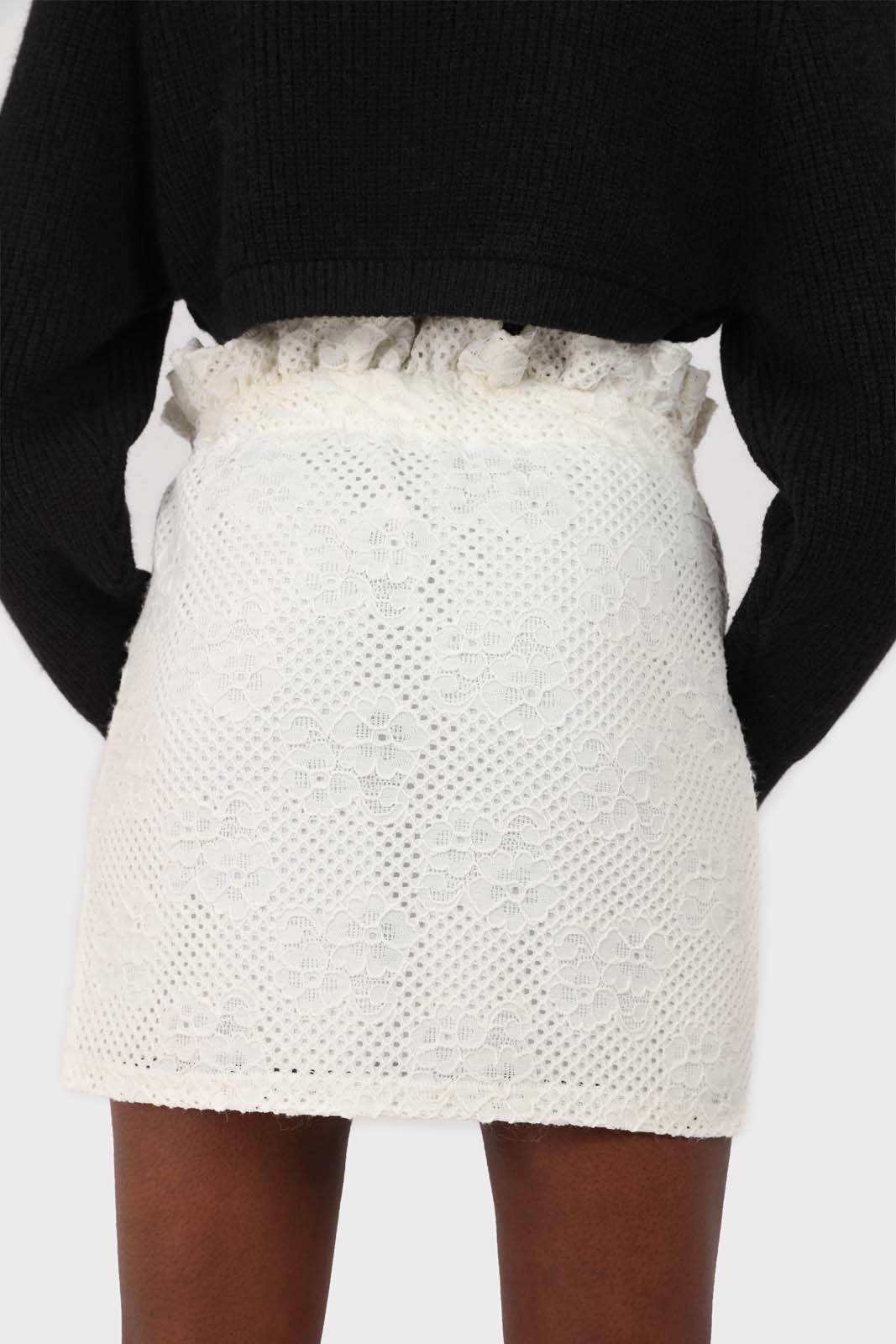 Ivory ruched waist eyelet mini skirt_4
