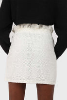 Ivory ruched waist eyelet mini skirt_4