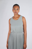 Mint silky micro pleat maxi dress_13