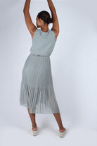 Mint silky micro pleat maxi dress_12