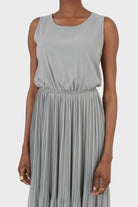 Mint silky micro pleat maxi dress_5