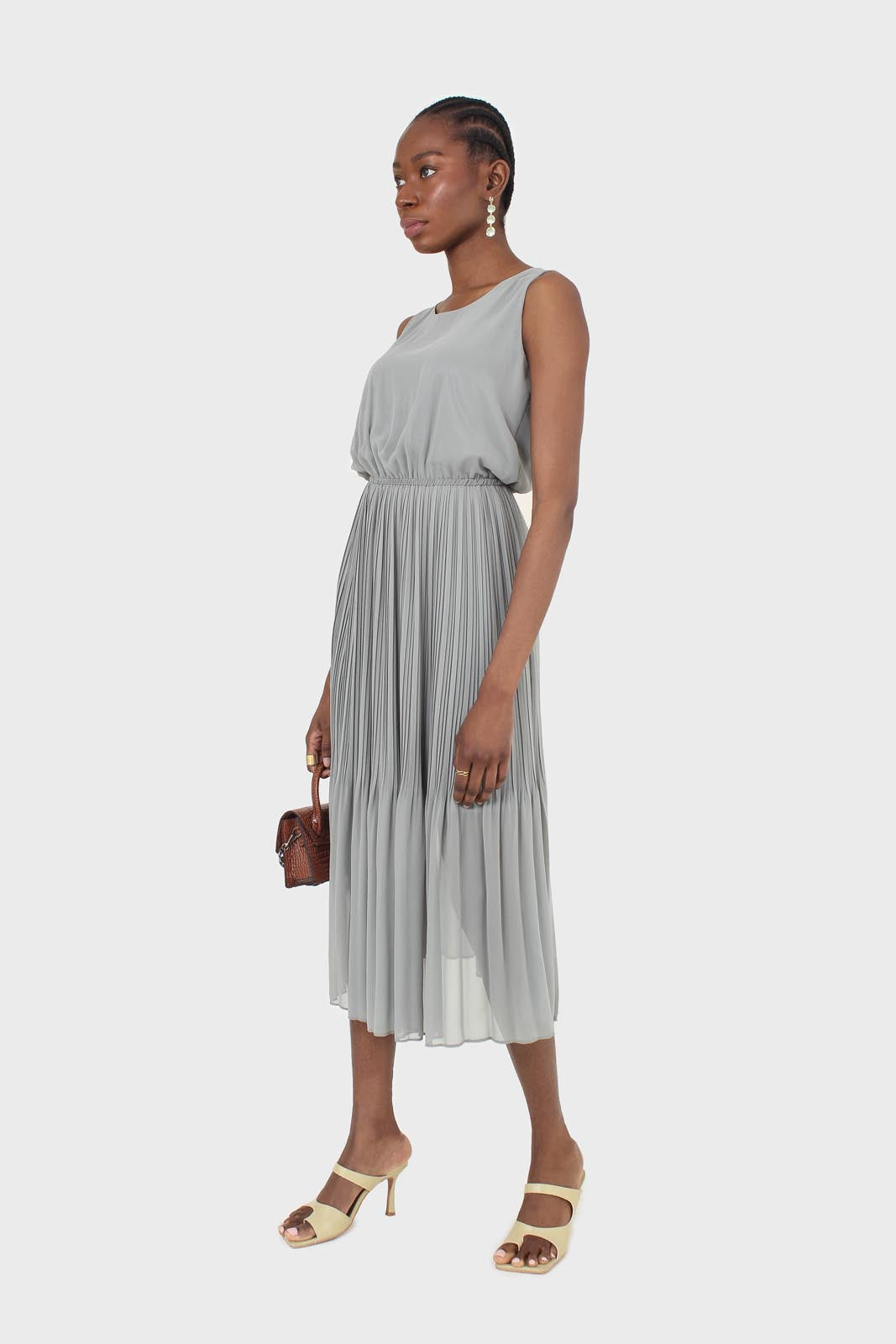 Mint silky micro pleat maxi dress_2