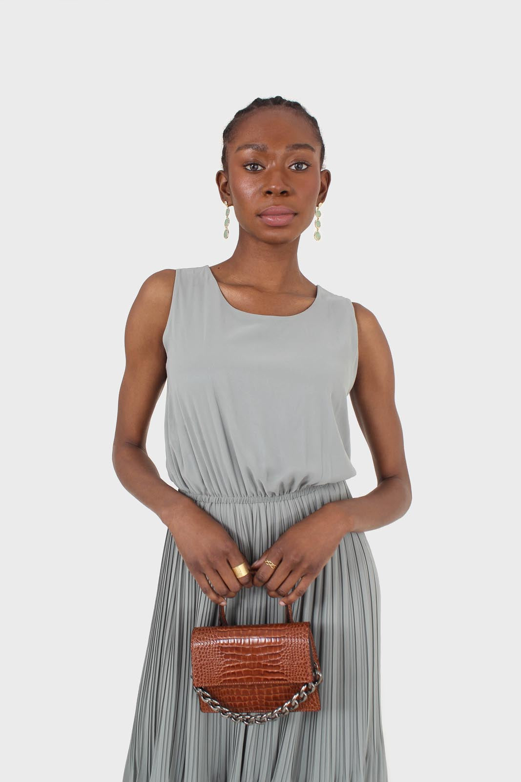 Mint silky micro pleat maxi dress_3