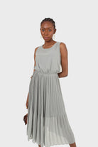 Mint silky micro pleat maxi dress_4