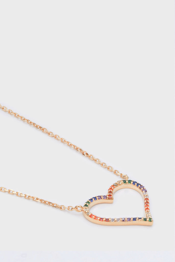 Gold charm necklace - rainbow heart_1