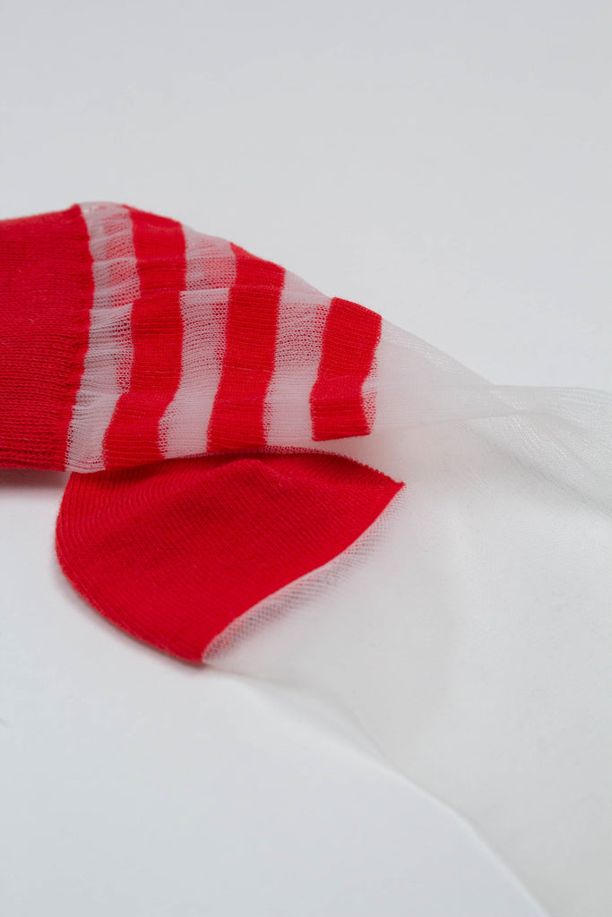 Red sheer triple stripe socks_4