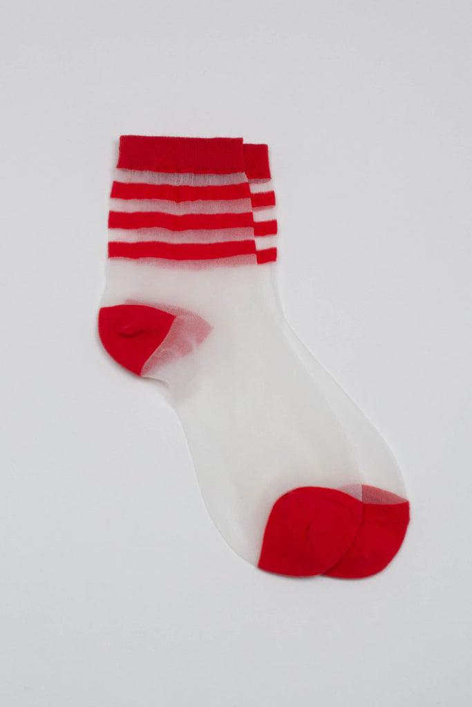 Red sheer triple stripe socks_1