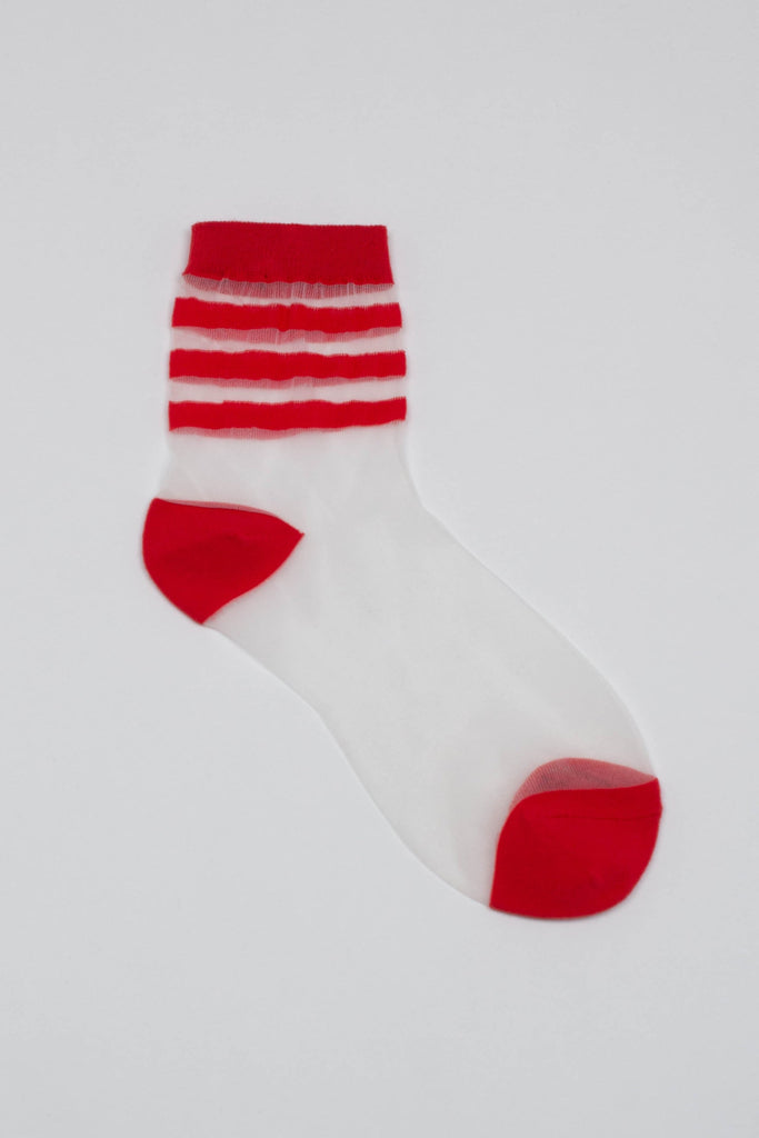 Red sheer triple stripe socks_3
