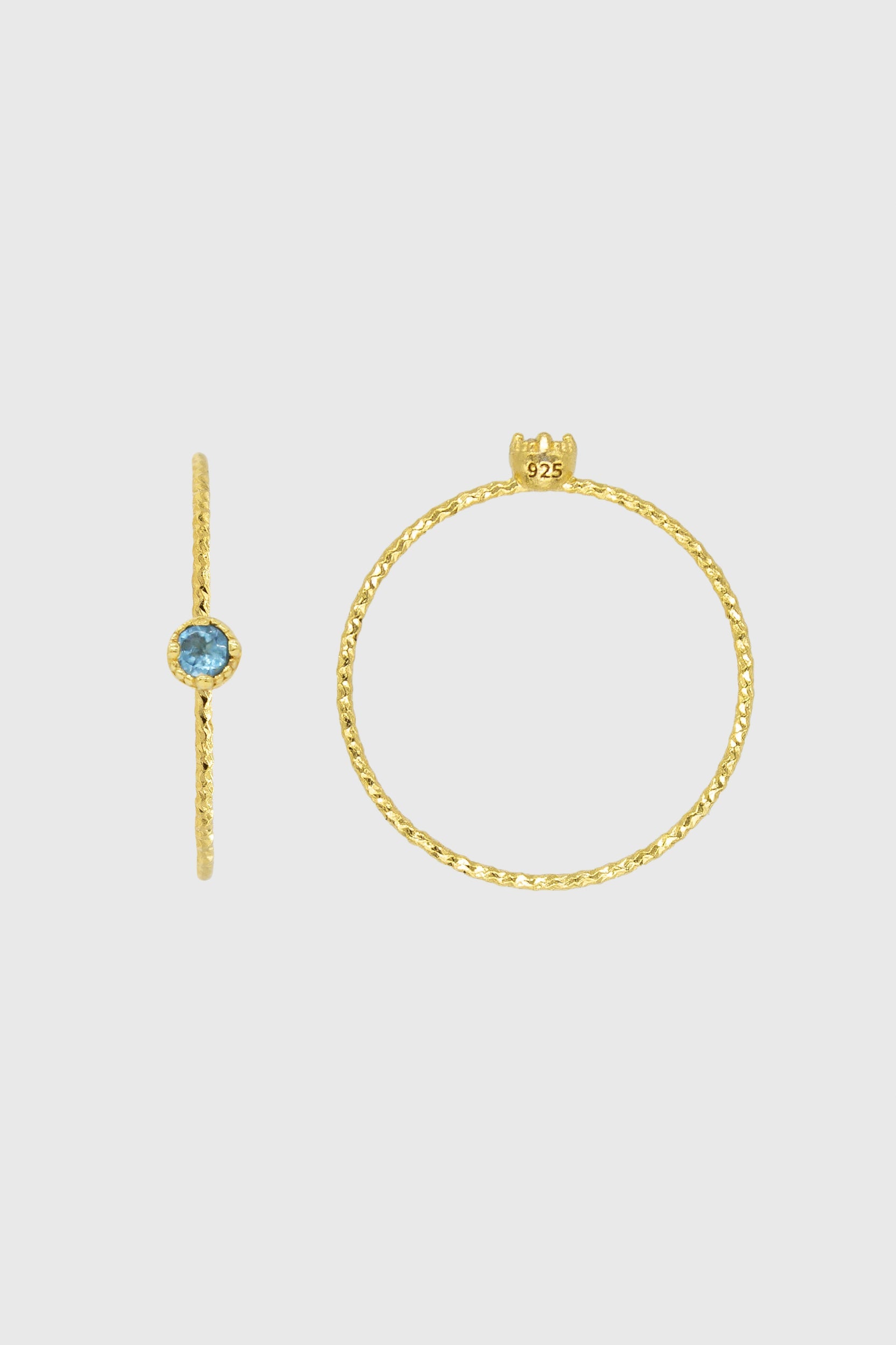 Gold genuine aqua marine birthstone ring / Mar - light blue_1