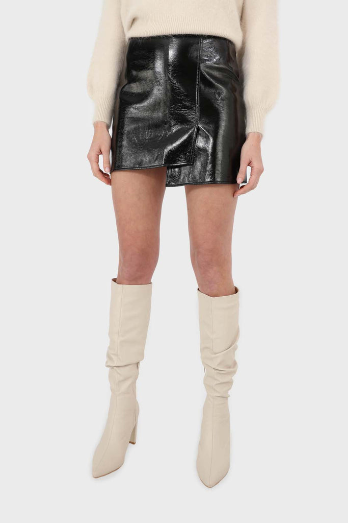 Black shiny PVC mini skirt_1