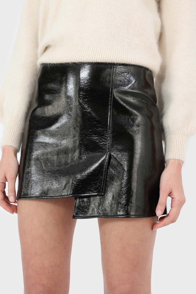 Black shiny PVC mini skirt_3
