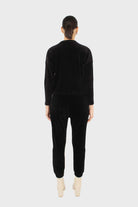 Black ribbed velvet long sleeved top_5