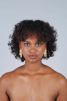 Gold hammered three circle earrings_4