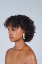 Gold hammered three circle earrings_3