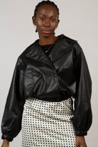 Black vegan leather blouson jacket_1