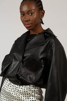 Black vegan leather blouson jacket_6