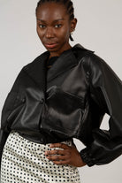 Black vegan leather blouson jacket_4
