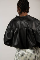 Black vegan leather blouson jacket_2