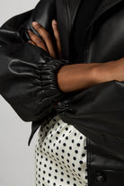 Black vegan leather blouson jacket_7