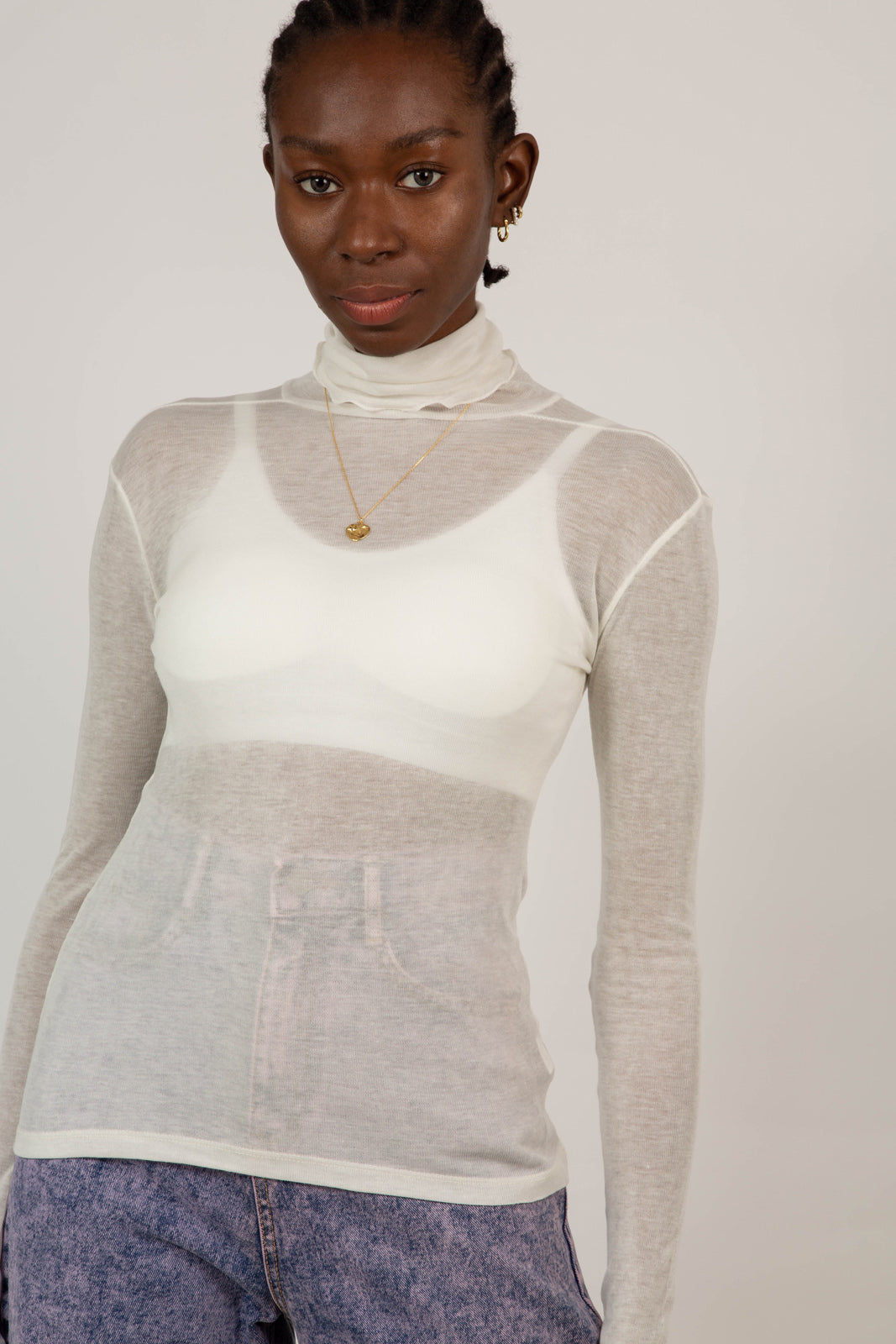 Ivory wool blend fitted turtleneck_6