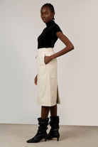 Ivory vegan leather midi skirt_5
