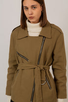 Khaki oversized belted rider jacket_15