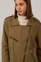 Khaki oversized belted rider jacket_13