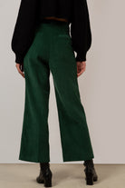 Deep green corduroy tucked trousers_5