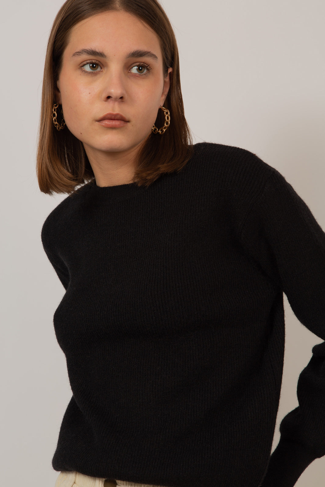 Black ribbed crew neck jumper_2