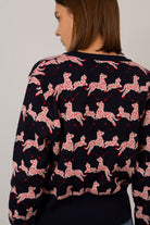 Navy and red leaping zebras cardigan_5