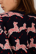 Navy and red leaping zebras cardigan_3