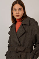 Brown wool blend double breasted belted coat_7