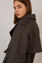 Brown wool blend double breasted belted coat_4