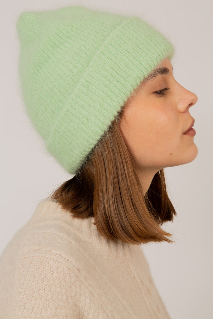 Mint green mohair beanie hat_3