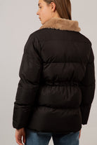 Black and brown fur collar puffer jacket_2