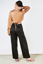 Brown satin thin tie front blouse_8