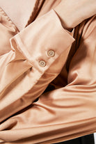 Brown satin thin tie front blouse_10