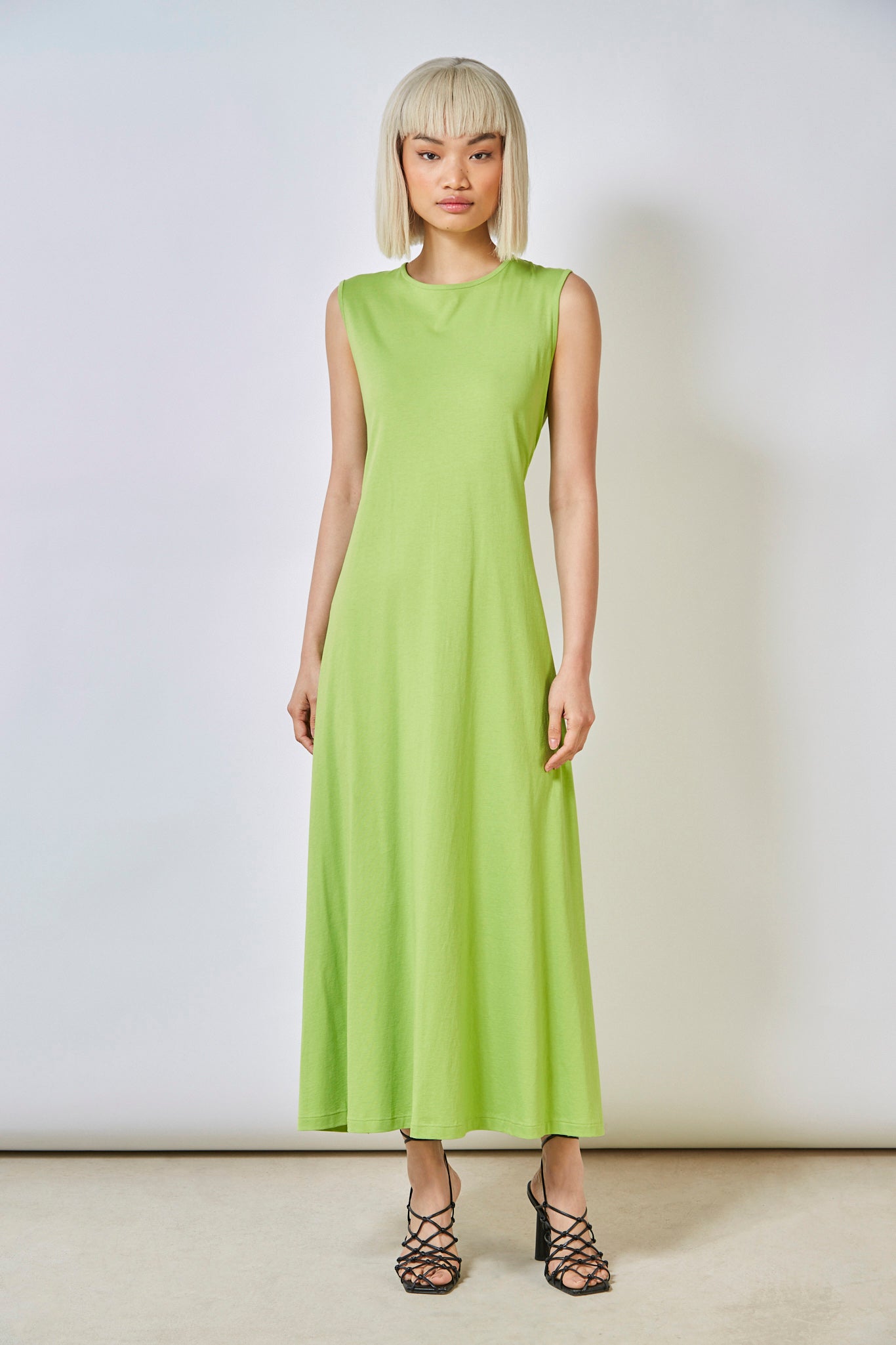 Lime green peek back jersey dress