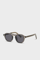 Grey rounded frame smoke lens sunglasses_2