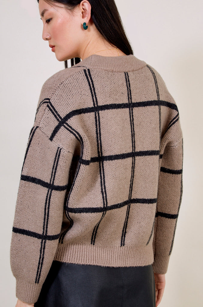 Brown and black giant box check cardigan_3