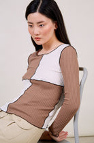 Brown and white contrast blocks top_1