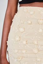 Yellow tufted floral mini skirt_5