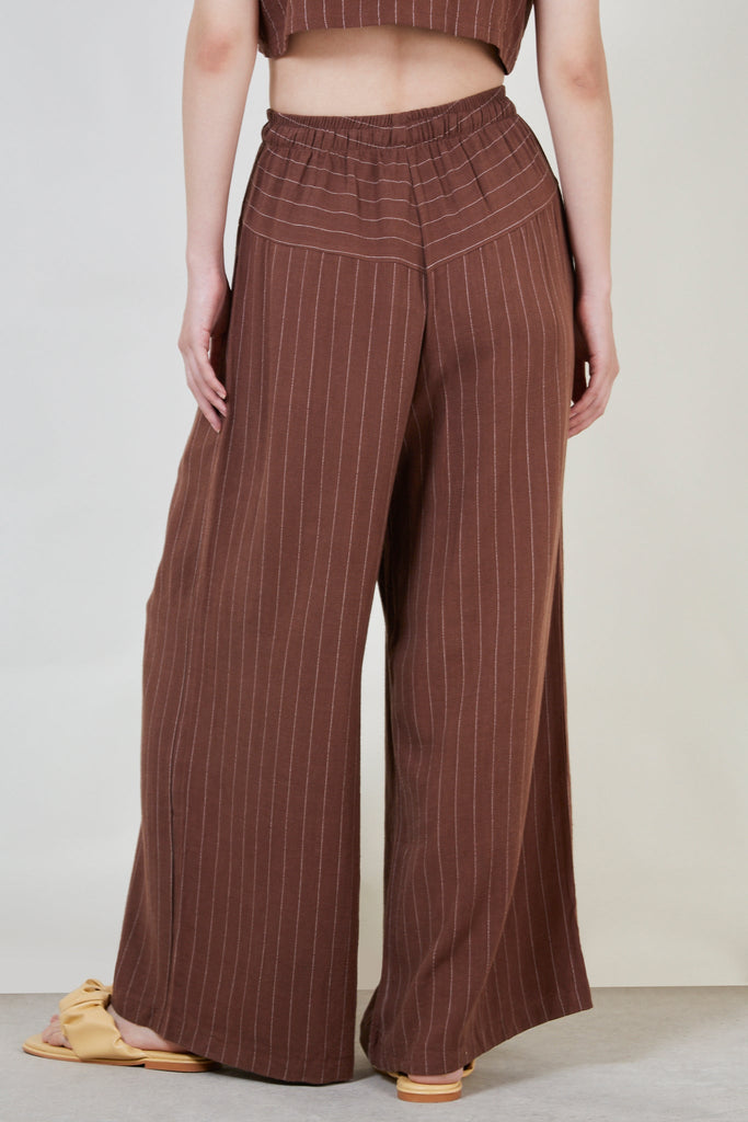 Brown pinstripe drawstring trousers_3