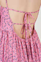 Pink floral print tie back maxi dress_5