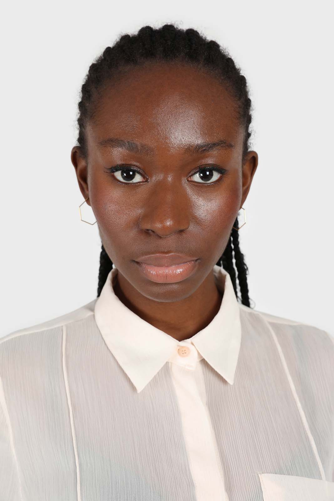 Pale pink sheer pocket shirt blouse_4