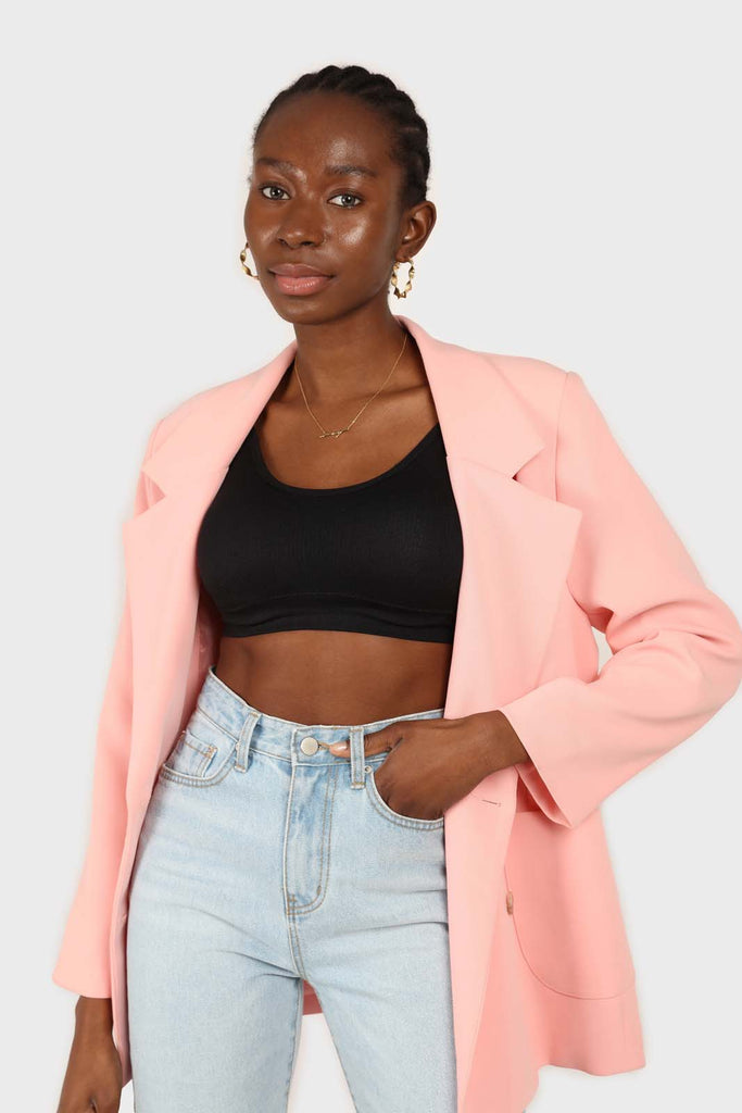 Baby pink belted oversized jacket_2